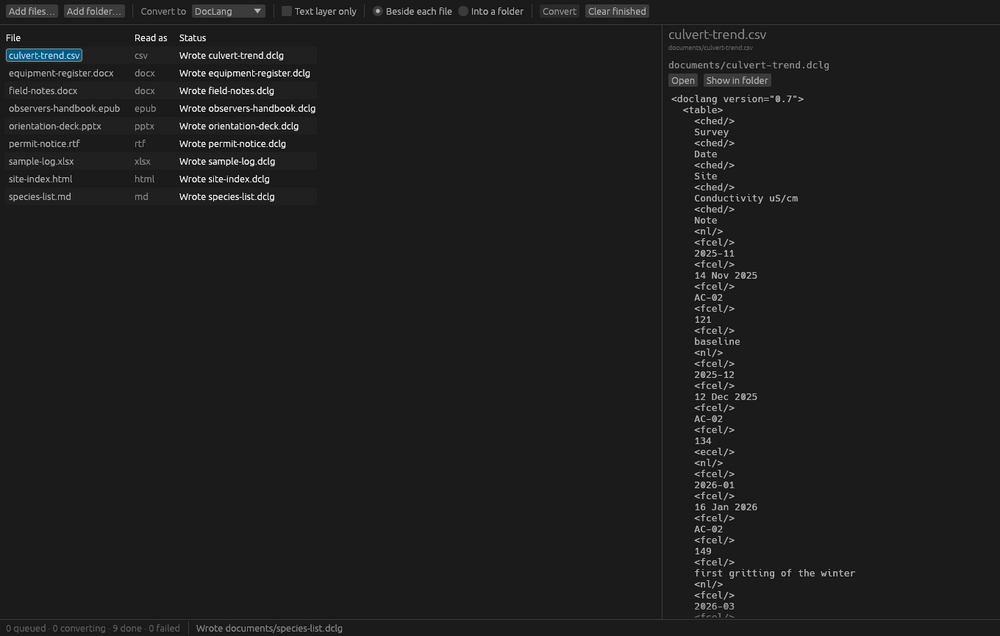 The same Duckling window in the dark theme.
